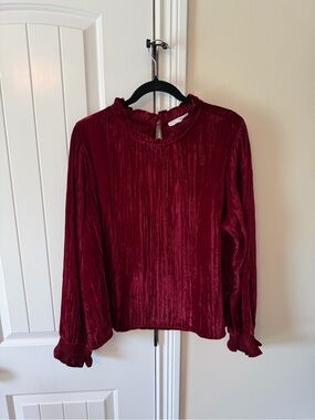 Michelle McDowell Women's Velvet Long-Sleeve Top - Wine Red
